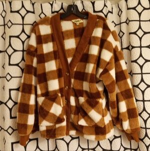 Plaid Brown and White Fleece